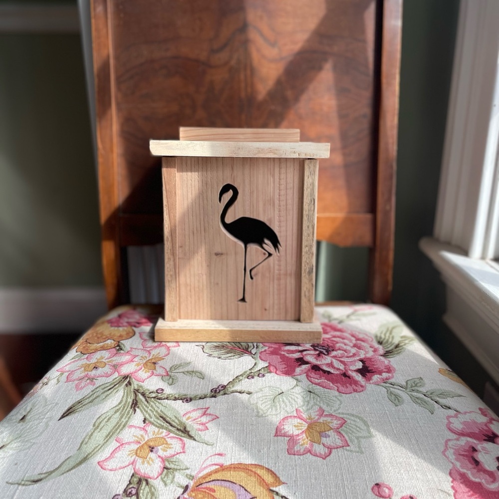 Custom Flamingo Cedar Plate for Custom Cedar Lantern 🦩💖 - Picture 3 of 3